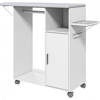 Plancha Móvil con Barra Colgadora, Ruedas y Estantería Abierta – 107x42,5x99 cm