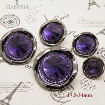 Purple Rhinestone Button Set of 10 for Garment Accessories