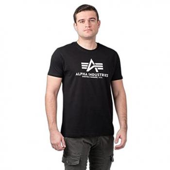 Maglietta Alpha Industries Basic a Maniche Corte con Stampa Logo 2 Pezzi, Colore Nero / Petrolio Scuro, Taglia M