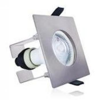 LED Fire‑Rated Static Downlight Recessed Spotlight Square with GU10 Holder Bracket, Satin Nickel IP65 Finish