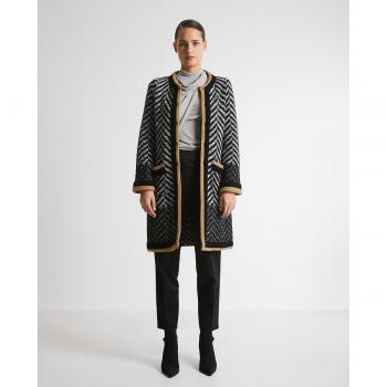 Maxi Abrigo Jacquard de Mujer con Cierre Interior Trucco