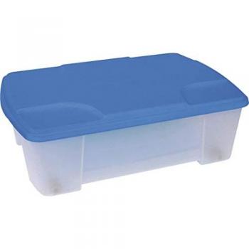 ArtPlast Caja de plástico multiuso con fondo transparente y cubierta azul L565x390xH180 mm