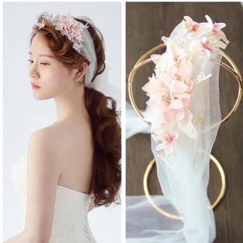 Diadema multiusos para bodas con flor de malla