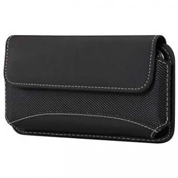 Funda Cinturón Horizontal de Piel y Nylon para Xiaomi Redmi Note 9 Pro 5G (2020) - Negra