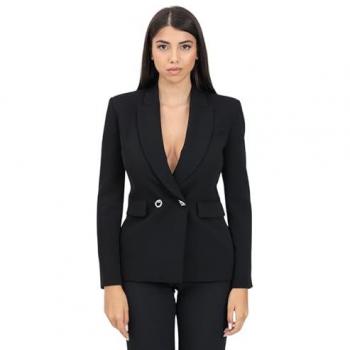 Pinko Blazer a doppiopetto in cady tecnico Nero Taglia 44