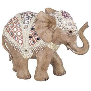 Elefante Marrone Etnico in Resina 19x7x28cm