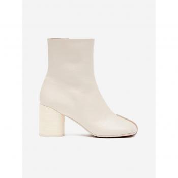 MM6 Maison Margiela Bottines blanc cassé en cuir à couture pincée - IT 37.5