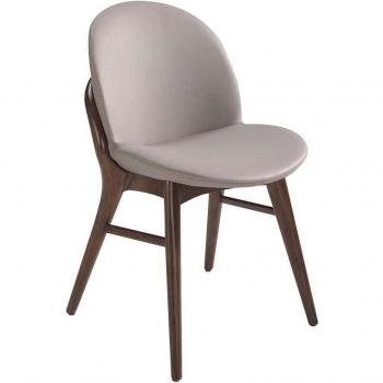 Silla de comedor tapizada en polipiel y estructura de fresno color nogal
