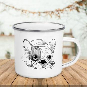 Bulldog Print Enamel Drinkware