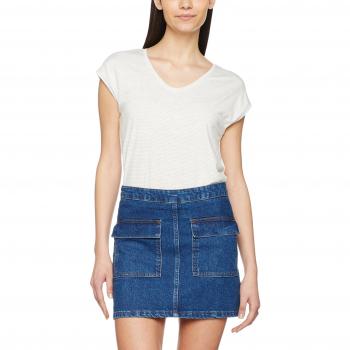 PIECES Pcbillo Tee Noos, Camiseta Para Mujer, Multicolor (Rayas Blancas Brillantes: Gris Claro), 36 (Talla fabricante: S)