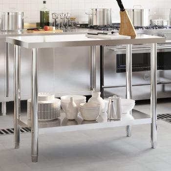 Mesa de Trabajo en Acero Inoxidable Maison Exclusive 110x55x85 cm