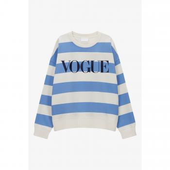 VOGUE Sky Blue Striped Sweatshirt - Size M