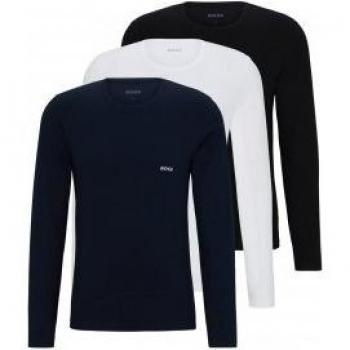 T-shirt BOSS Classic Manche Longue – Blanc/Noir/Bleu – Pack 3 – XXL