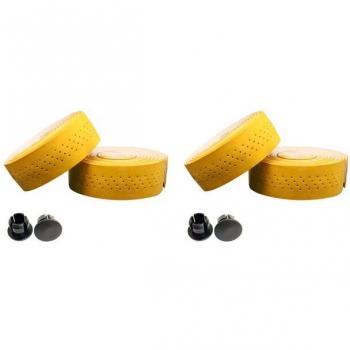 2 Pairs of Perforated PU Leather Anti-Slip Handlebar Tape for Road Bikes