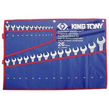 King Tony 1226 Mrn: Kit de Llaves Conjunto con Bolsa TETORON, 26 Unidades 6‑32 mm