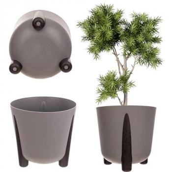 Kadax Maceta Tapa y Base 18 cm Gris