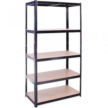 Scaffale Mensola Scaffali Scaffalatura Metallo Nero 5 Ripiani Legno max 875KG