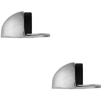 Chrome Finish Floor Mounted Doorstop – Oval, 2 Pack (44 × 22 mm)