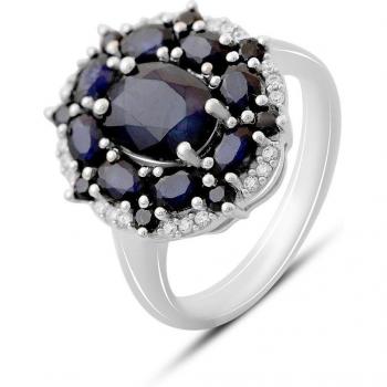 Anillo Cubo Circonita y Zafiro Natural