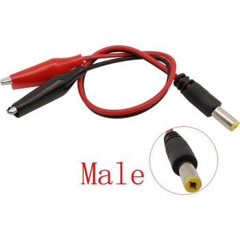 Conector de cable DC 5,5mm x 2,1mm con pinzas de cocodrilo