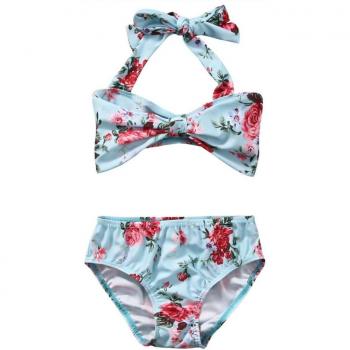 Bikini Azul Tropical con Detalle Floral
