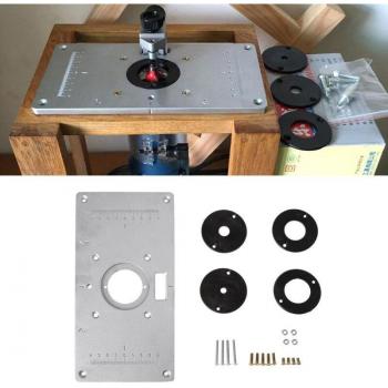 Aluminum Router Table Insert Plate with Four Ring Screws for Woodworking Benches