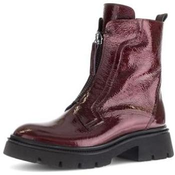 Gabor Stiefelette Damen 38 Bordeaux Lackleder glänzend Boots mit Front-Reißverschluss Blockabsatz