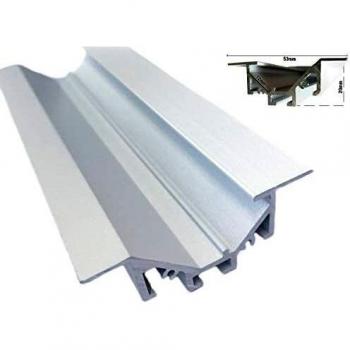 Profilo di illuminazione da incasso con barra in alluminio e luce asimmetrica, colore bianco, per 1 metro (profilo in alluminio)