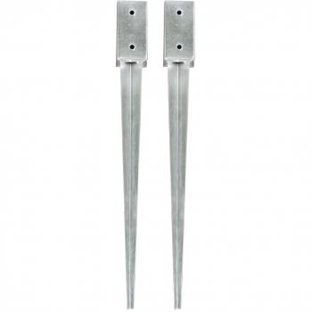 Estacas de tierra 2 piezas de plata 7x7x75 cm acero galvanizado