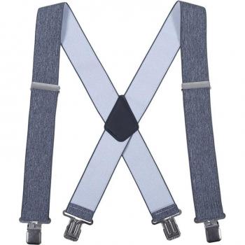 Men's X-Shape Outdoor Suspenders, 50mm Wide, Elastic, 4 Clip-on, Adjustable Work Pants Braces, 47.2inch MBD8470