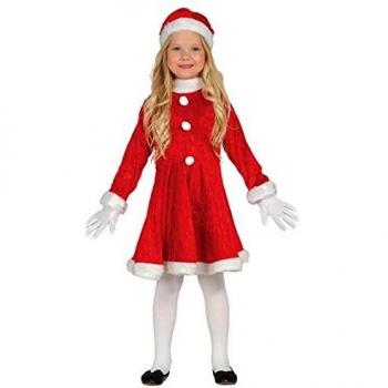 Vestito da Babbo Natale Completo di Cappello per Bambina di 5 o 6 Anni, Made in Italy