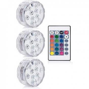 Luz LED subacuática multicolor, lámpara nocturna para decoración de bodas y Navidad, 3 uds
