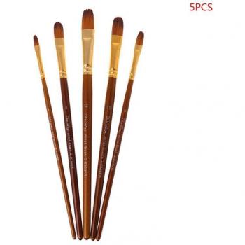 5-Piece Round and Flat Watercolor Brush Collection