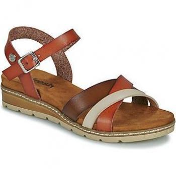 Sandali con Zeppa Donna Refresh 171777 Camel con Chiusura a Fibbia