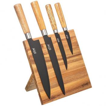 Set de Cuchillos Imantados 5five en Bloque de Acacia
