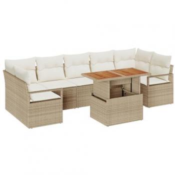 Suite di sofà da patio con cassa di stoccaggio 8 unità – beige rattan