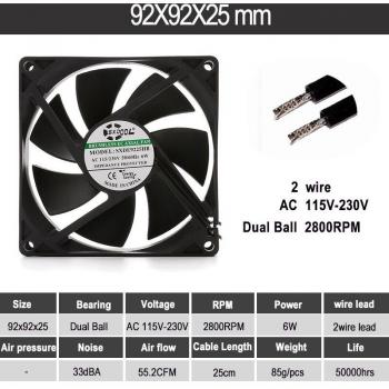 EC Brushless Cooling Fan AC 110V-240V Dual Ball Bearing 60mm-172mm