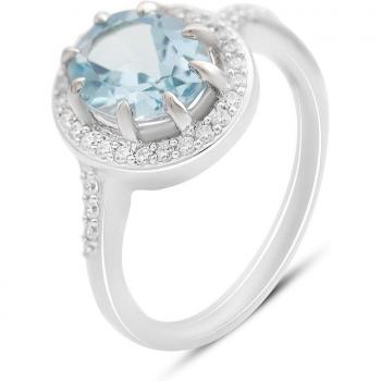 Anillo de plata 17.5 con topacio azul cielo
