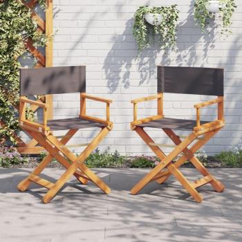 Chaises pliantes de jardin lot de 2 en tissu gris foncé