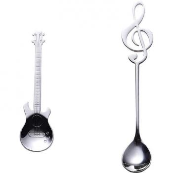 Ensemble de cuillères à café en forme de note et guitare (6 pièces)