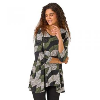 Tunique Vert à Motif Feuilles Élastique38