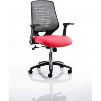 Relay Task Operator Chair - Silver Back, Folding Arms, Bergamot Cherry