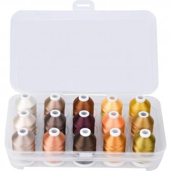 Simthread Polyester Embroidery Thread Set - 15 Spools with 6 Color Options