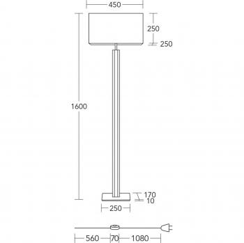 HerzBlut Karl K Stehlampe – eckige Holzfassung, weiß, 160 cm, E27