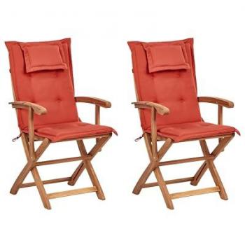 Maui II Wooden Garden Chairs with Red Cushions