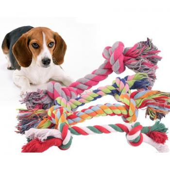 Cotton Rope Pet Chew Toy - 18cm Braided Knot Bone for Dogs and Cats (Random Color)