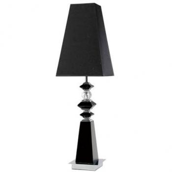 Galata E27 Black Shade Table Lamp with Black/Clear Crystal Design