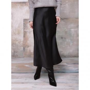 ISSA Plus XL Black Silk Skirt