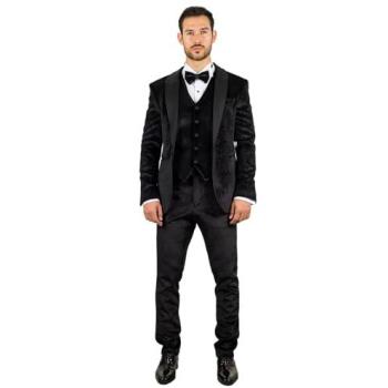 Shawl‑Collar Velvet Suit – Men's, 3 Piece, 50R