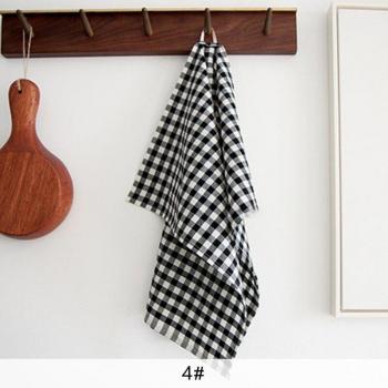 Checked Cotton Cafe Napkin Black White 1pc